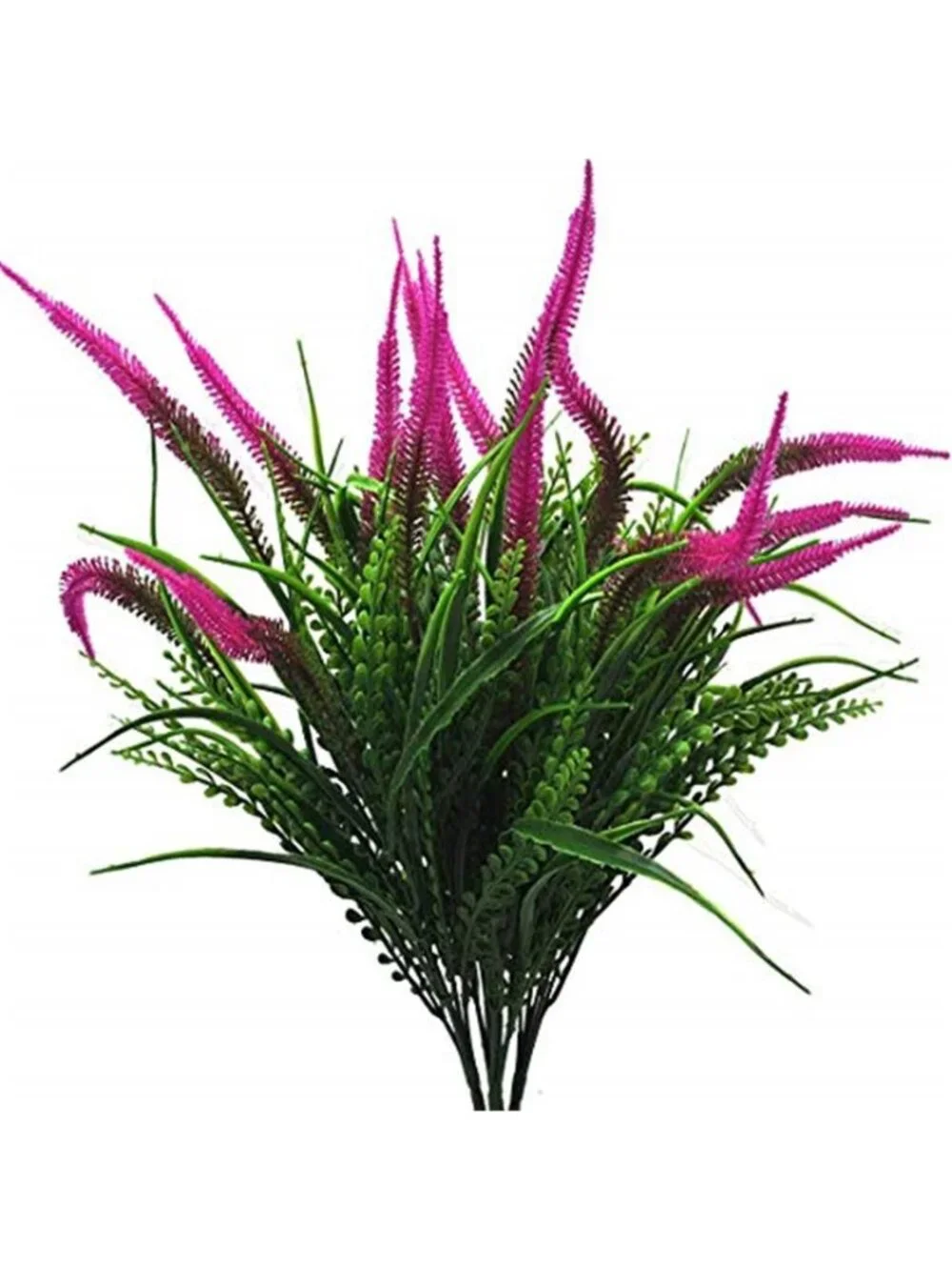 Artificial Fern Flowers UV Resistant Faux Outdoor Plants Pink Green 4 Pack Decor